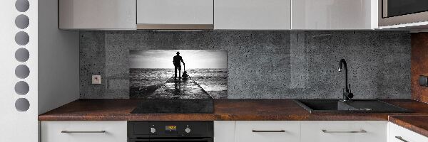Crédence en verre trempé Guitariste sur une jetée