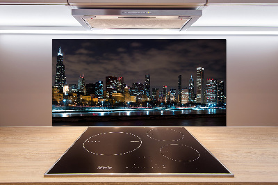 Crédence cuisine en verre Chicago la nuit