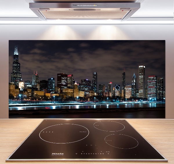 Crédence cuisine en verre Chicago la nuit