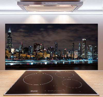 Crédence cuisine en verre Chicago la nuit