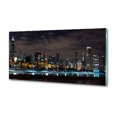 Crédence cuisine en verre Chicago la nuit