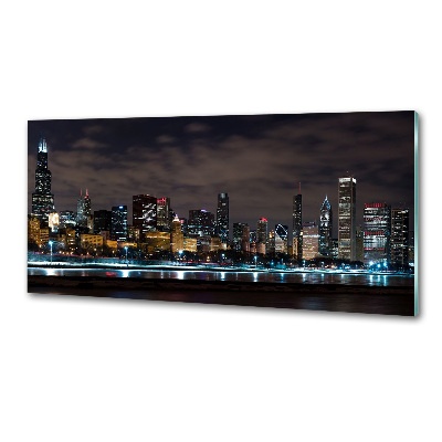 Crédence cuisine en verre Chicago la nuit