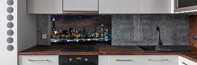 Crédence cuisine en verre Chicago la nuit
