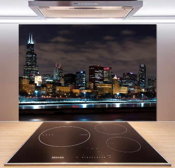 Crédence cuisine en verre Chicago la nuit