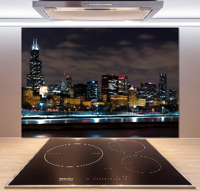 Crédence cuisine en verre Chicago la nuit
