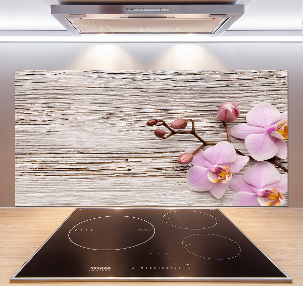 Crédence de cuisine Orchidée sur bois