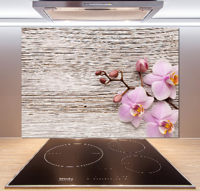 Crédence de cuisine Orchidée sur bois