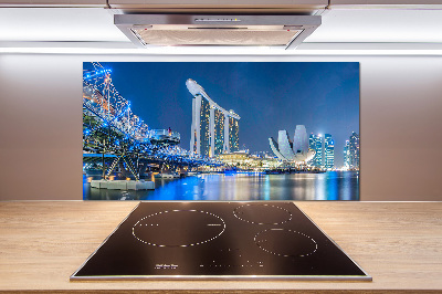 Crédence en verre cuisine Singapour de nuit