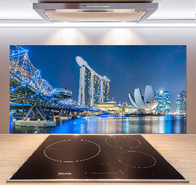 Crédence en verre cuisine Singapour de nuit