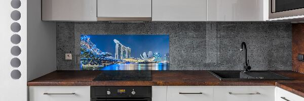 Crédence en verre cuisine Singapour de nuit