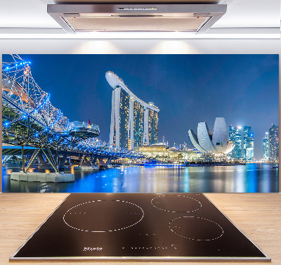 Crédence en verre cuisine Singapour de nuit