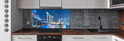 Crédence en verre cuisine Singapour de nuit