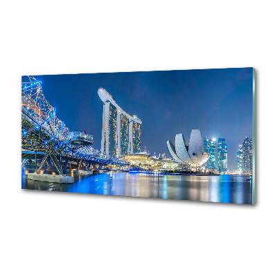 Crédence en verre cuisine Singapour de nuit