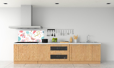 Crédence de cuisine en verre Fleurs et oiseaux