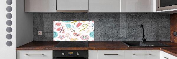 Crédence de cuisine en verre Fleurs et oiseaux