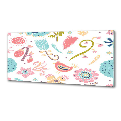 Crédence de cuisine en verre Fleurs et oiseaux