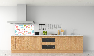 Crédence de cuisine en verre Fleurs et oiseaux