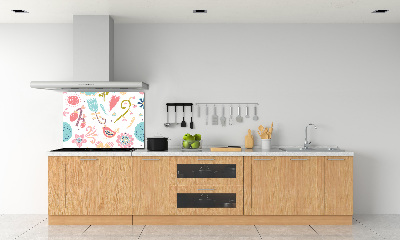 Crédence de cuisine en verre Fleurs et oiseaux