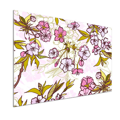 Crédence cuisine en verre Fleurs de cerisier