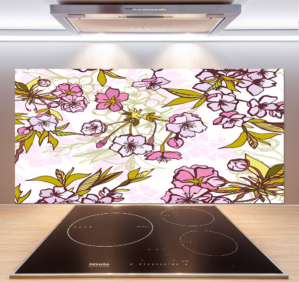 Crédence cuisine en verre Fleurs de cerisier