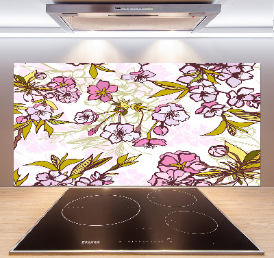 Crédence cuisine en verre Fleurs de cerisier