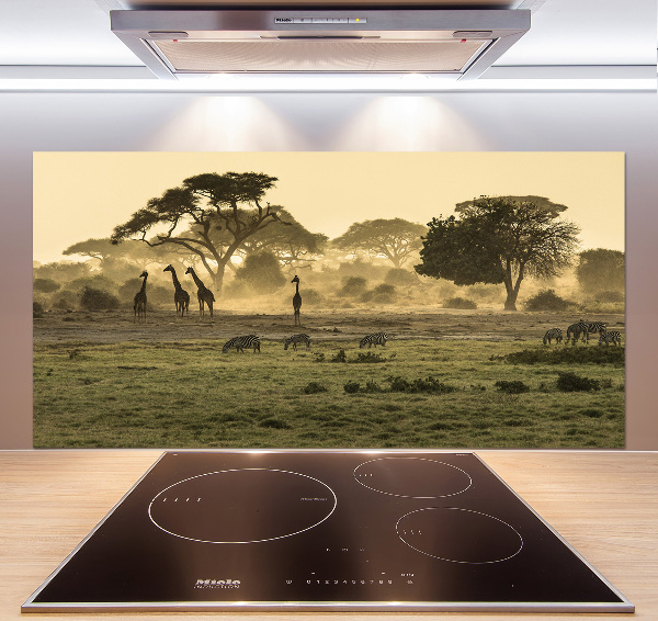 Panneau pour cuisine Girafes dans la savane