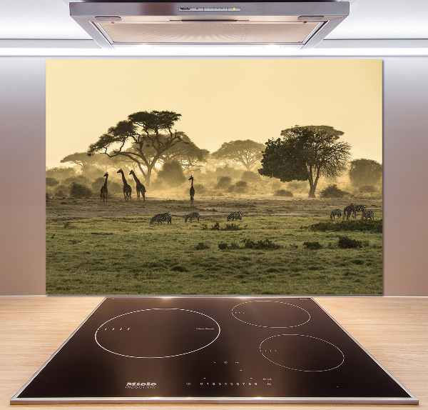 Panneau pour cuisine Girafes dans la savane