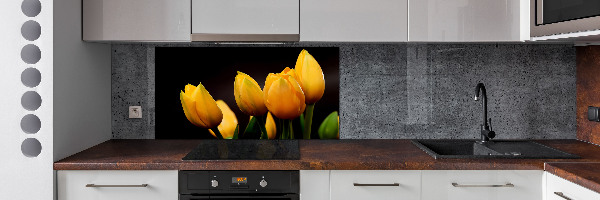 Verre pour crédence Tulipes jaunes