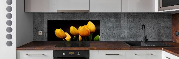 Verre pour crédence Tulipes jaunes