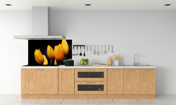 Verre pour crédence Tulipes jaunes