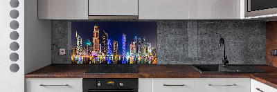 Crédence en verre trempé Dubaï de nuit