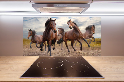 Crédence en verre avec motif Cinq chevaux