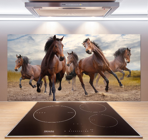 Crédence en verre avec motif Cinq chevaux