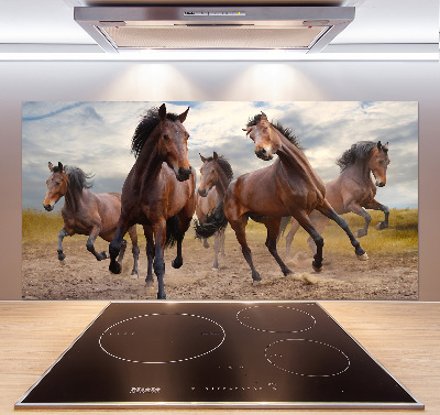 Crédence en verre avec motif Cinq chevaux