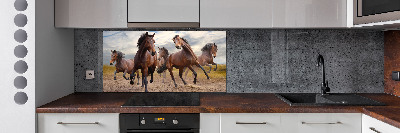 Crédence en verre avec motif Cinq chevaux