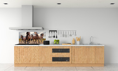 Crédence en verre avec motif Cinq chevaux