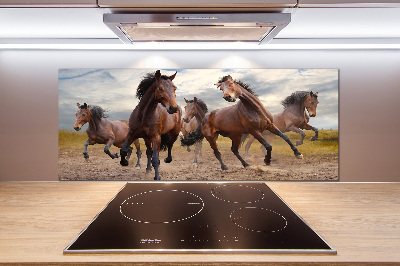Crédence en verre avec motif Cinq chevaux