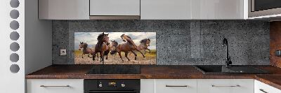 Crédence en verre avec motif Cinq chevaux