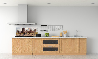 Crédence en verre avec motif Cinq chevaux