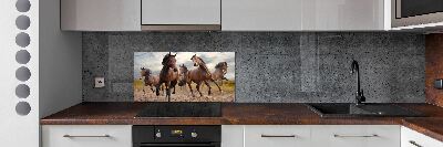 Crédence en verre avec motif Cinq chevaux