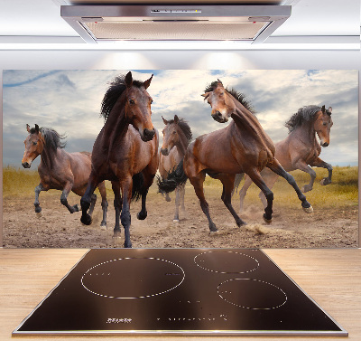 Crédence en verre avec motif Cinq chevaux