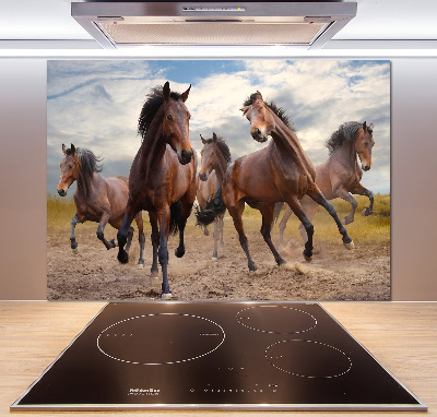 Crédence en verre avec motif Cinq chevaux
