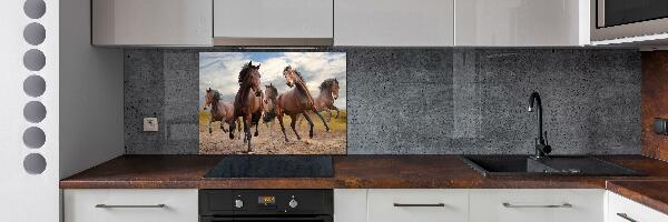 Crédence en verre avec motif Cinq chevaux
