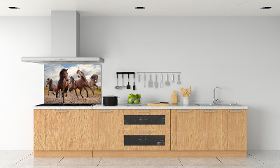 Crédence en verre avec motif Cinq chevaux