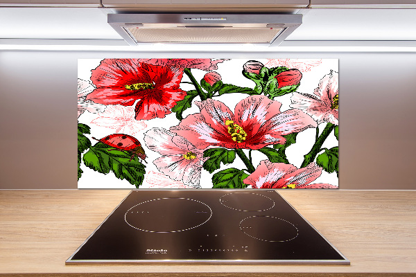 Crédence en verre avec motif Hibiscus