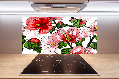 Crédence en verre avec motif Hibiscus