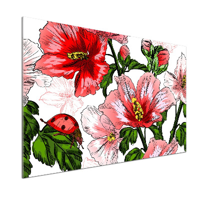 Crédence en verre avec motif Hibiscus