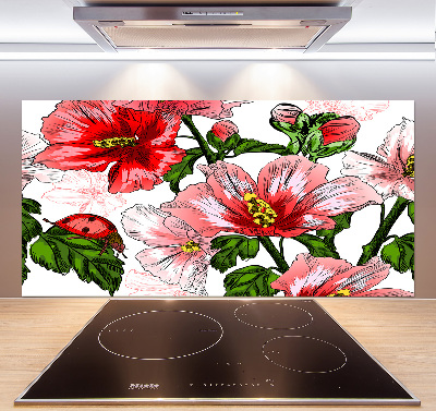 Crédence en verre avec motif Hibiscus