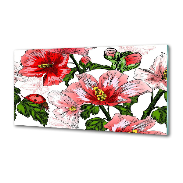 Crédence en verre avec motif Hibiscus