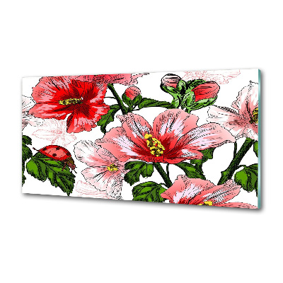 Crédence en verre avec motif Hibiscus
